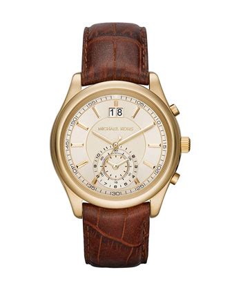 Michael Kors Pennant Leather Strap Watch, 43mm Jewelry